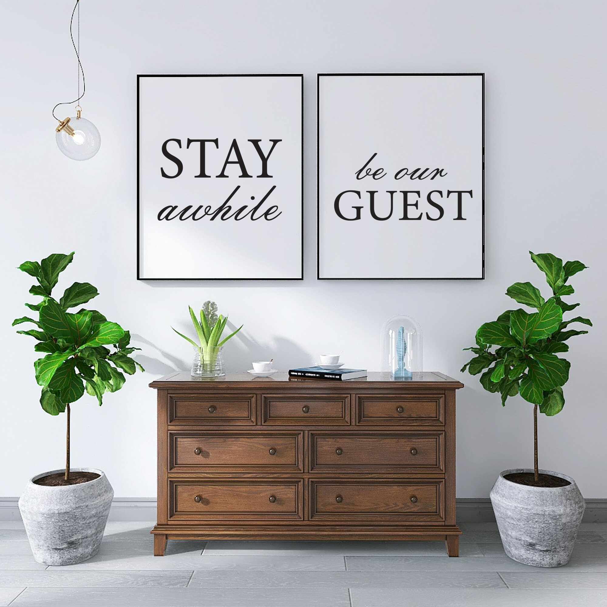 Living Room Printable Wall Arts 2 Frame Wall Art Set Be Our Guest Quote ...