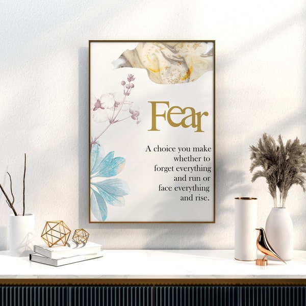 Fear definition print | word wall art | home decor | funny gift ideas | funny office decor | minimalist dorm decor | digital download