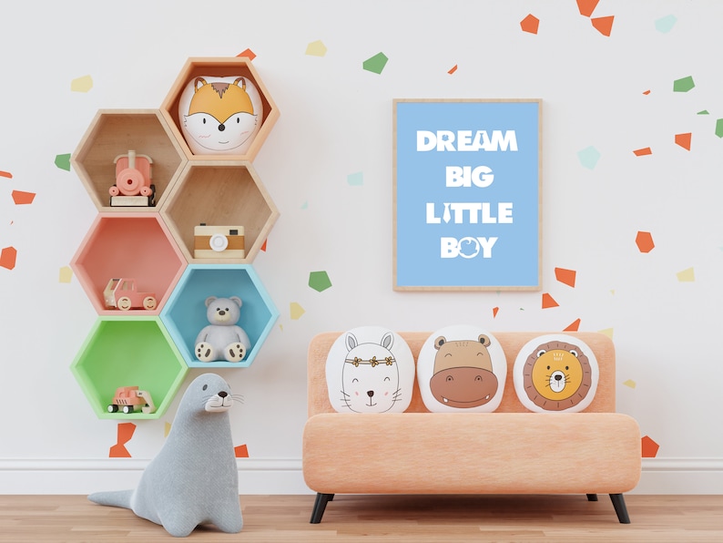 Dream Big Little Boy Wall Arts, Nursery Quote Prints, Nursery Wall Arts