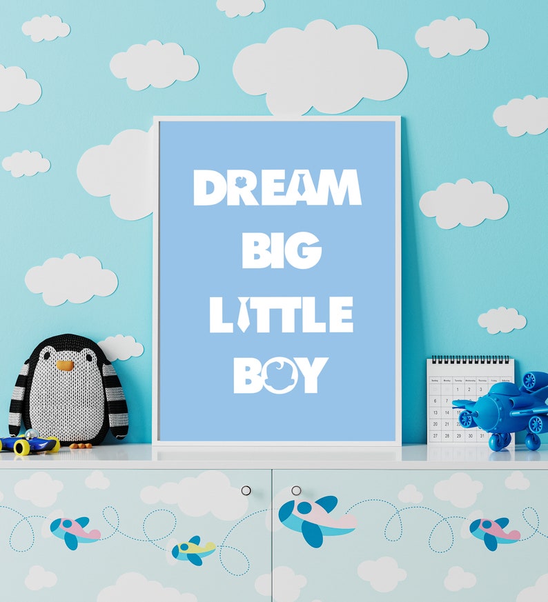 Dream Big Little Boy Wall Arts, Nursery Quote Prints, Nursery Wall Arts