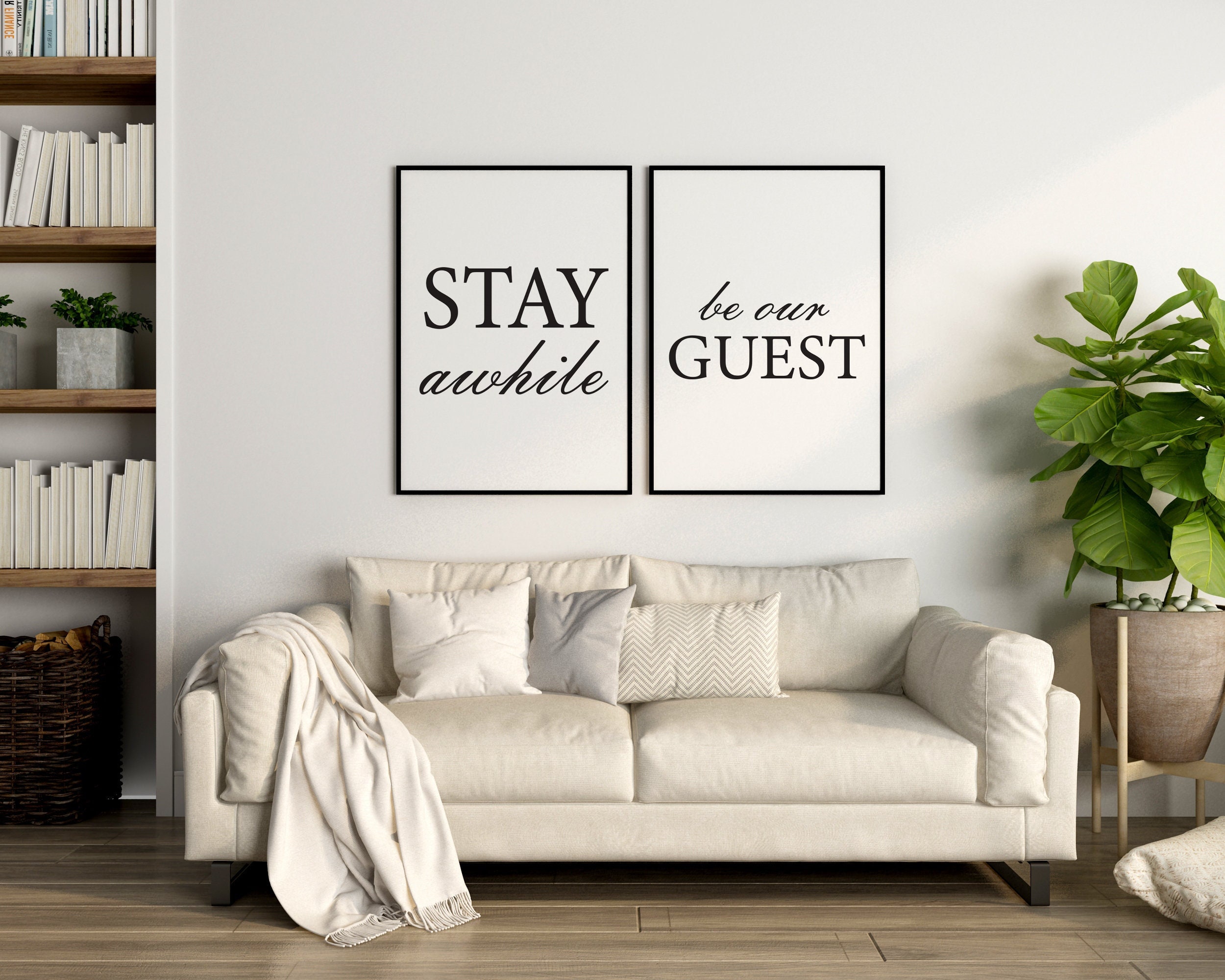 Living Room Printable Wall Arts 2 Frame Wall Art Set Be Our Guest Quote ...
