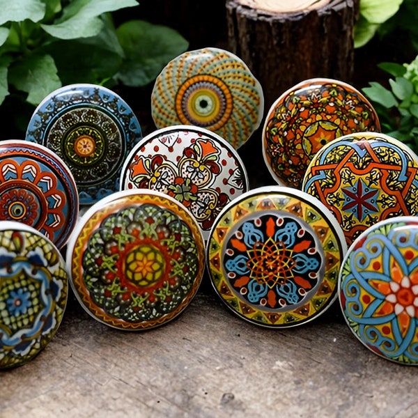 ceramic drawer knobs Antique Door Knobs Mandala Cabinet Knobs Wardrobe knob Furniture knob Antique Door Knobs Multicolored Handmade