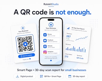ビジネスフィードバックQRキット、GoogleレビューリンクQRファイル、スマートページ、30日間レポート