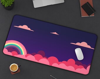 Kawaii Desk Mat (Abstract Kawaii Cartoon Sky), Cute Kawaii Mousepad, Kawaii Desk Decor, Japanese Desk Mat, Anime Desk Mat