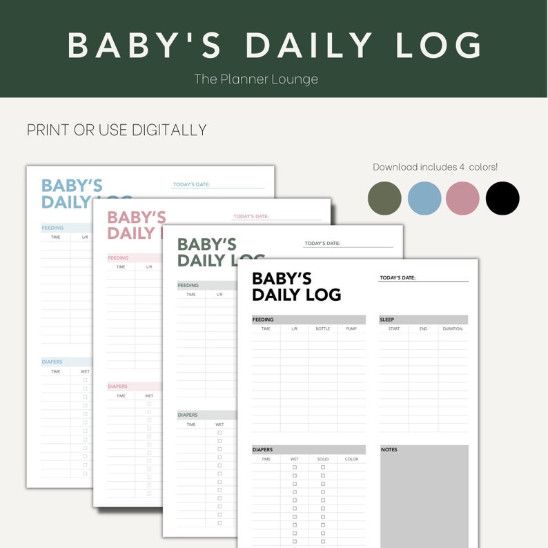 Printable Newborn Care Log | Custom Baby's Daily Log for Feeding ...