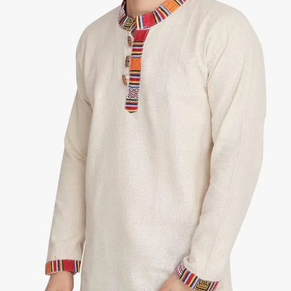 Beautiful 100% pure cotton Nepali Kurta For Men , for yogi's, religious clothing, Ethnic Indian Dresses, For Any occasion