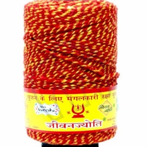 Pooja Kalawa Indian Holy Mauli Sacred Thread, Naal, Raksha Sutra, Shudh Pavitra Pious Dhaga Hindu Religious Cotton Wrist Thread, Pack of 1