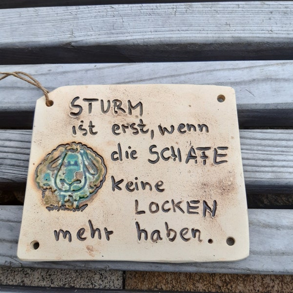 Keramikschild, lustiger Spruch, Wandtafel, "Schafe...."