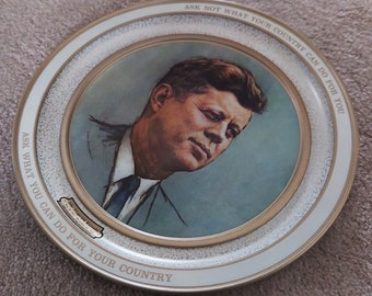 Vintage John F Kennedy Metal Tray with Commemorative Inaugural Address