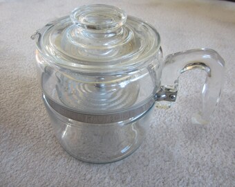 Vintage Pyrex 6 Cup Flameware Percolator Coffee Pot (7756-B)