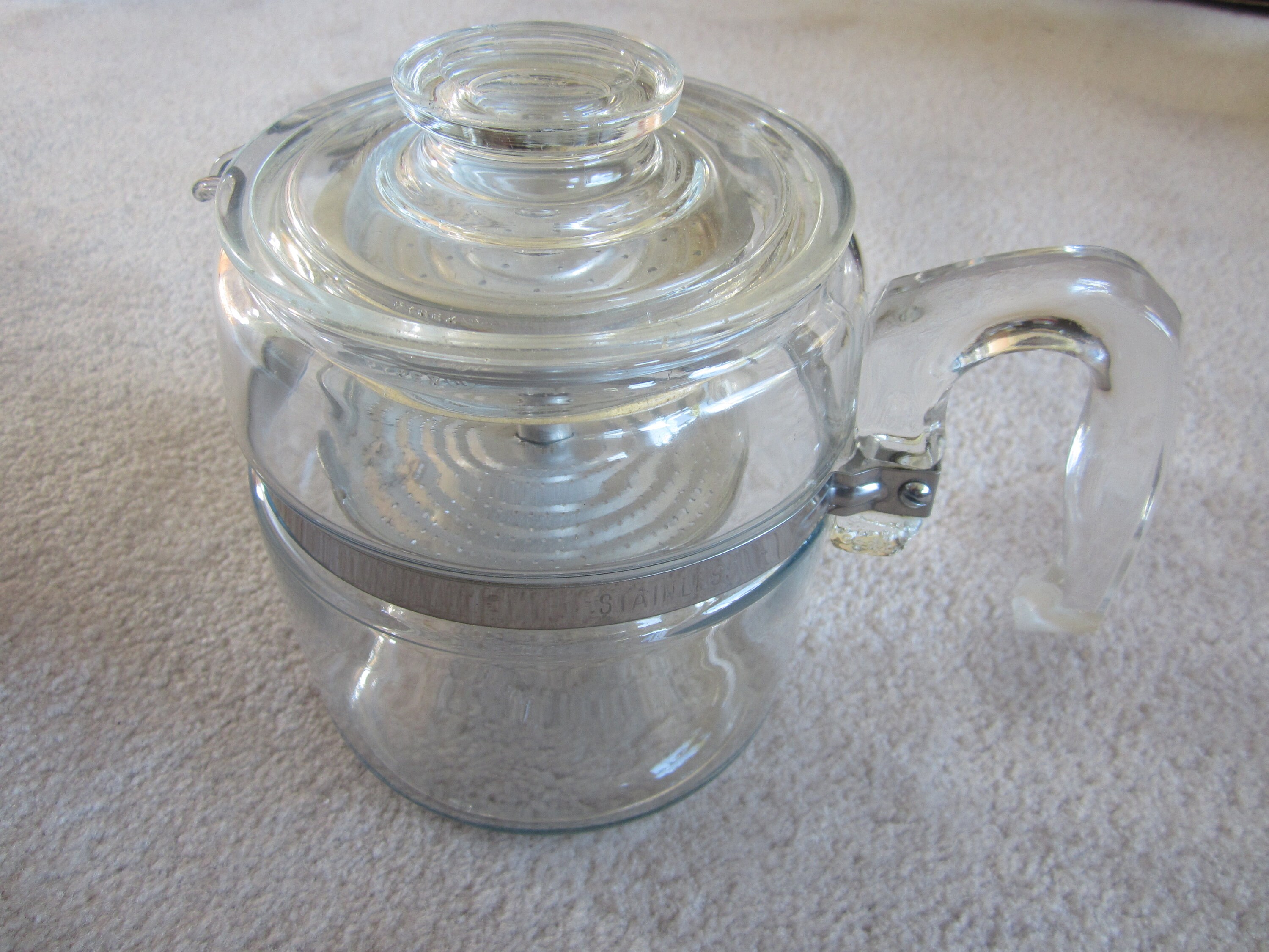 Pyrex #7756-b 6 Cup Clear Glass Percolator Coffeepot Coffee Pot Vintage