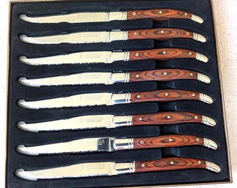 Laguiole Steak Knives Set of 5 | Serrated Stainless Steel, Made in