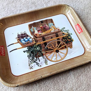 Coca Cola Metal Serving Tray - Picnic Cart - Canadian Edition 1957