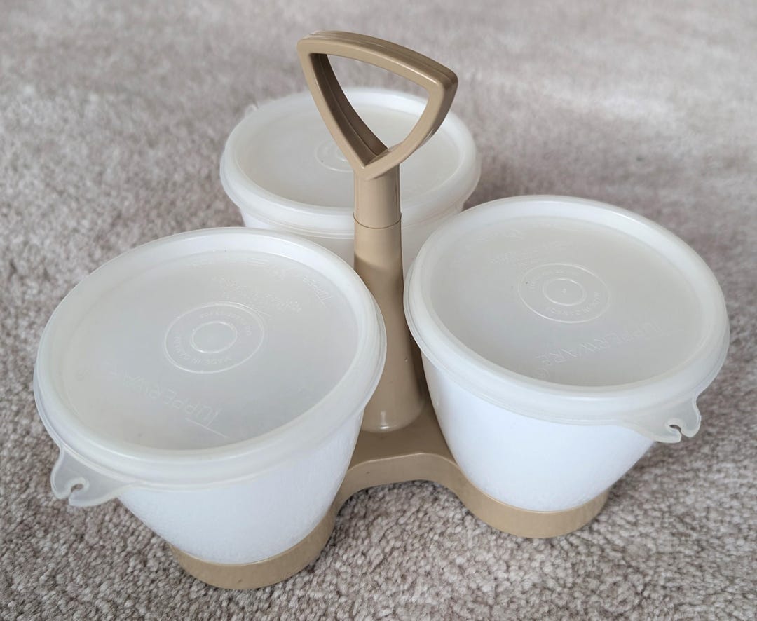 Vintage Tupperware Three Container Condiment Caddy With Tupper Seal ...