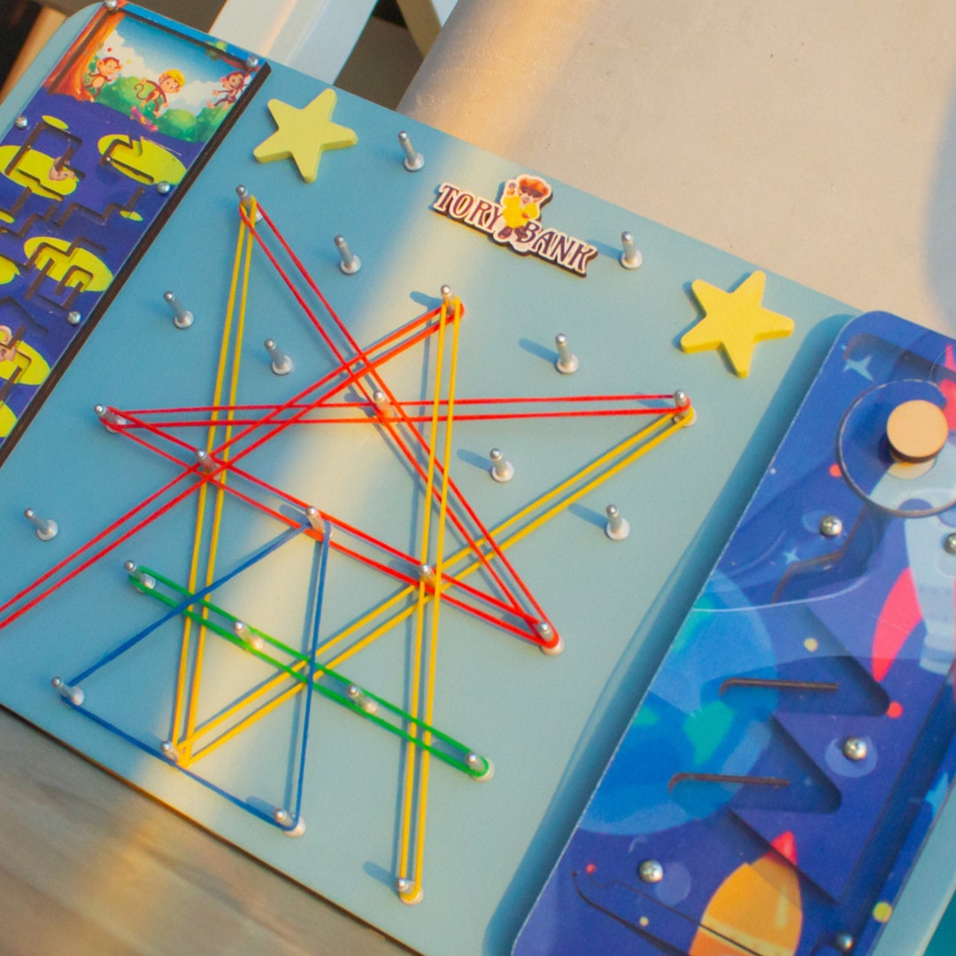 Wooden Geoboard Montessori Toys for Kids Graphic Math Educational Toy