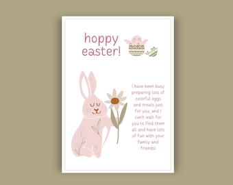 Easter Bunny Letter for Kids, Printable Instant Download, Easter Letter for Easter Basket, Bunny Letter for Children, Easter Egg Hunt
