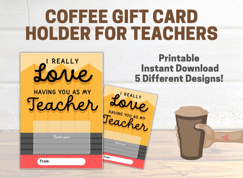 Teacher Appreciation Coffee Printables PRINTED Thank You Gift Card Teacher Appreciation Coffee Printables PRINTED Thank You Gift Card