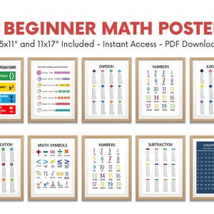 Mathe Poster Set von 10, Mathe Klassenzimmer, Mathe lernen, Homeschool Count bis 100, pädagogische Wandkunst, digitaler Download, Vorschuldrucke
