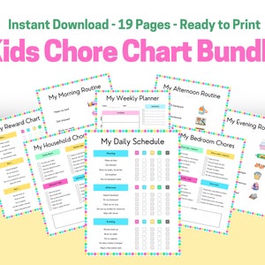 Chore Chart For Kids Printable, Daily Chore Chart, Responsibility Chore Chart For Kids, Weekly Chore Checklists, Children's Chore Charts
