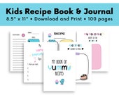Recipe Template Printable for Kids, Blank Recipe Page, Children's Cookbook Template, Recipe Sheet, Recipe Card, Kids Recipe Planner Journal