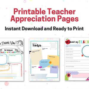Printable Teacher Appreciation Coloring Pages, End of Year Teacher Gift, Teacher Thank You, Best Teacher Note, Instant Digital Download