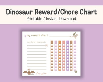 Dinosaur Reward Chart for Kids Printable, Printable Dinosaur Reward Chart, Instant Download Chore Chart, Kids Reward Chart, Behavior Chart