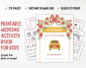 Actividades de boda para niños, Actividades de boda imprimibles para niños, Paquete de actividades de boda para niños, Libro de actividades para niños Boda imprimible, Mesa para niños