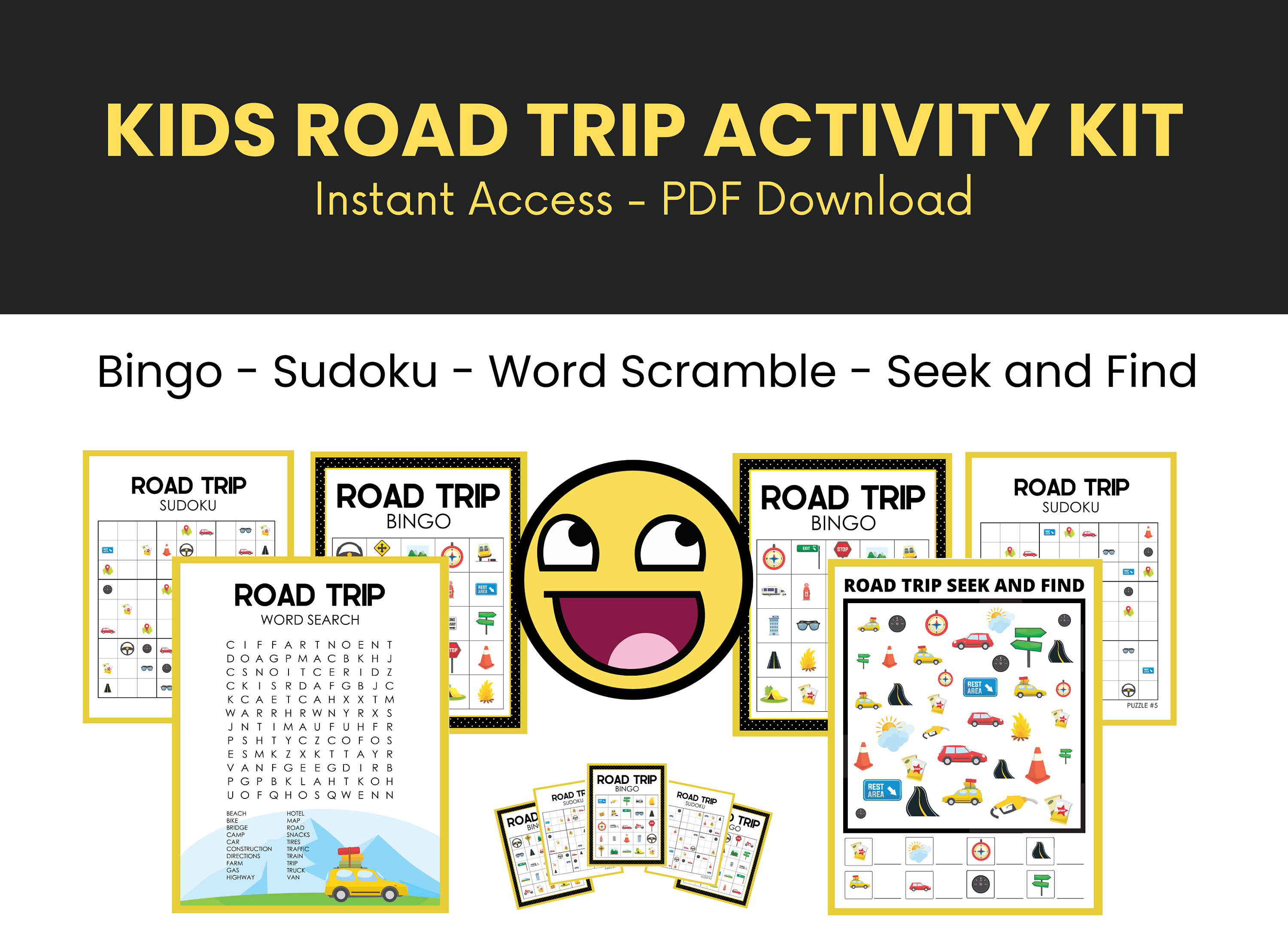 Printable Road Trip Games, Kids Activity Kit, Kids Travel Games, Road ...