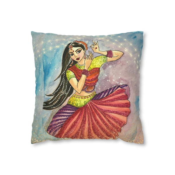 Housse de coussin de danse classique indienne : Bharatanatyam, Kathak, Odissi - Art traditionnel et robe indienne Design Home Decor