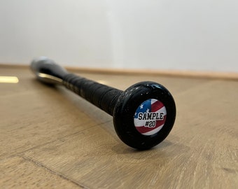 Bat Knob Decal. 3D Personalized baseball / softball bat knob stickers.