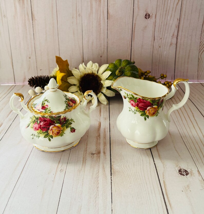 Royal Albert Old Country Roses Bone China Sugar and Creamer Set Etsy