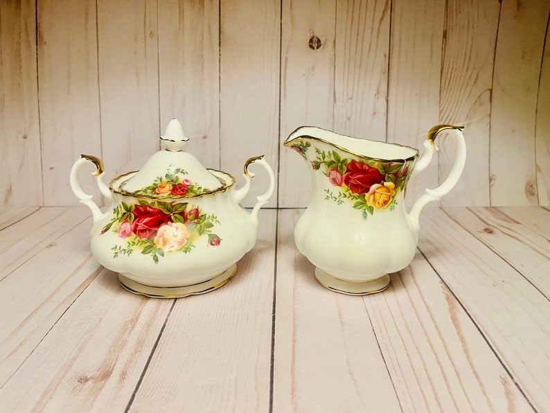Royal Albert Old Country Roses Bone China Sugar and Creamer Set Etsy