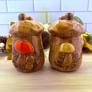 Vintage Mushroom Salt and Pepper Shakers