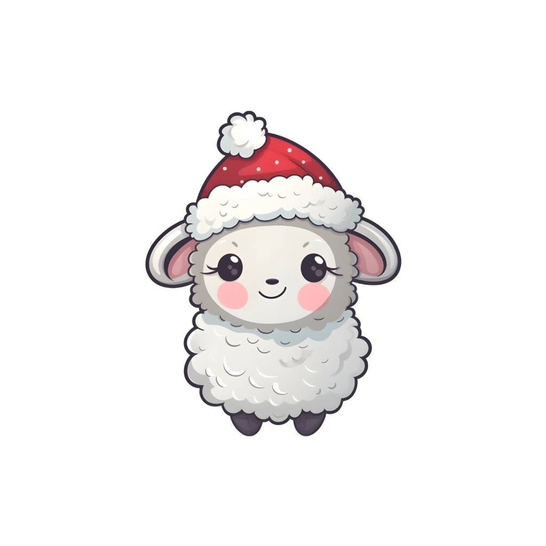 Christmas, Christmas Stickers, Cute Sticker, Cute Animal Sticker, Sheep