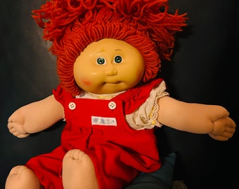 Vintage 80s red head cabbage patch doll w/ original outfit