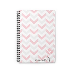 Personalized Notebook. Pink and Gray Chevron Spiral Notebook - Ruled Line