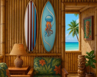 2 for 1 Surfboards 38&quot; Wall Art Handmade Epoxy Resin – Gloss Finish – Coastal Decor – TIKI -USA Made – Limited Liquidation 2 for 1 Sale!