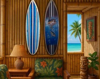 2 for 1 Surfboards 38&quot; Wall Art Handmade Epoxy Resin – Gloss Finish – Coastal Decor – TIKI -USA Made – Limited Liquidation 2 for 1 Sale!