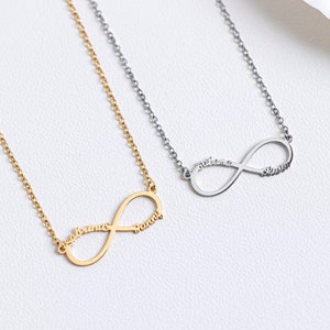 Collier prénom personnalisé à l&#39;infini, collier minimaliste personnalisé à l&#39;infini, collier prénom pour couple, cadeau d&#39;anniversaire, cadeau de Noël pour elle