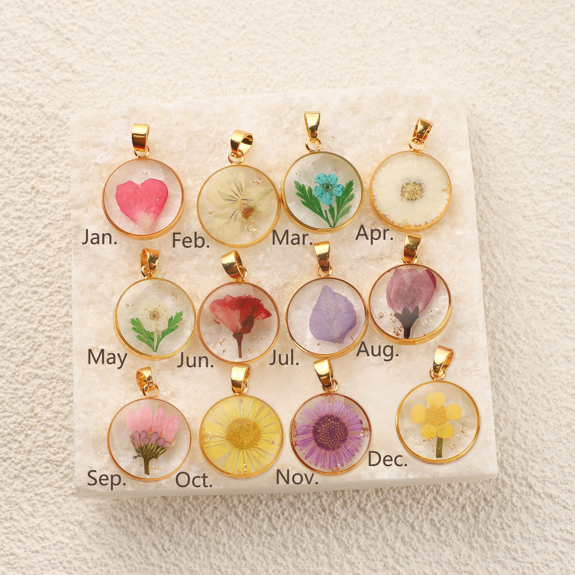 Birth Month Flower Necklace for Women, Personalized Birth Flower Necklace, Pressed Floral Necklace, Birthday Gift for Her, Resin Jewelry