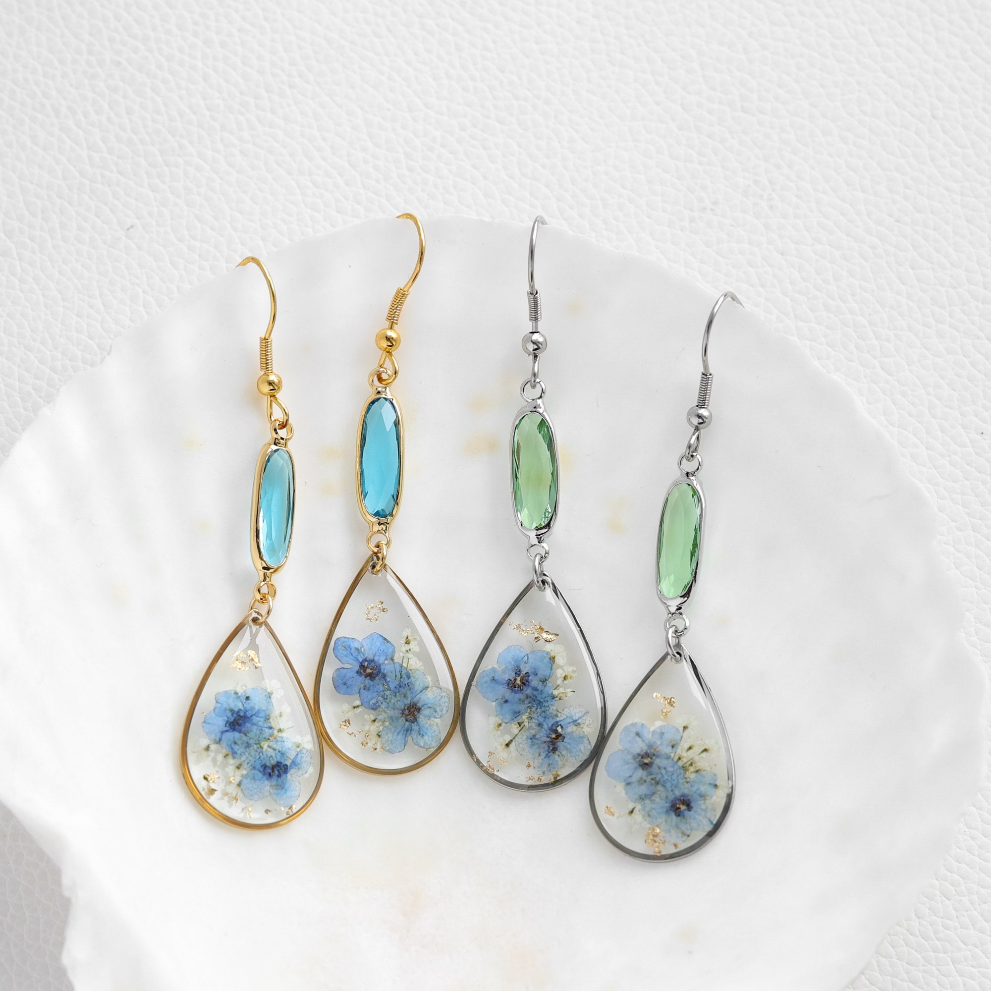 URONE Orecchini Non Ti Scordar Di Me In Argento 925 - Fiore Blu Filigrana, Confezione Regalo Con Panno - 3