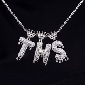 Cubic Zircon Custom Initial Necklace for Men, Unisex Necklace, Hip Hop Jewelry, Twist Chain Necklace for Men, Birthday Gift, Christmas Gift