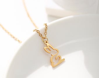 Sterling Silver Rabbit Necklace: Dainty Bunny Charm, Easter Jewelry