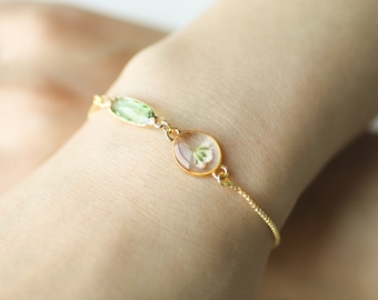 Baby Atem Armband mit Geburtsstein, Benutzerdefinierte Birthstone Armband, gepresste Blume Armband, Fehlgeburt Geschenk, Baby Verlust, trauernde Mutter Geschenk