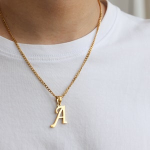 Collar con inicial personalizado para hombre, colgante con letra de cadena cubana de oro personalizado, collar con colgante resistente al agua, collar con letras, regalo de cumpleaños