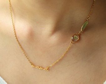 Mama Baby’s Breath Necklace with Birthstone, Custom Birthstone Necklace, Pressed Flower Necklace, Birthday Gift for Mom, Gift for Her