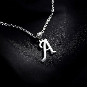 Collar con inicial personalizado para hombre, colgante de letra de plata personalizado, collar de cadena de cuerda, regalo del día del padre, regalo para él, regalo de cumpleaños