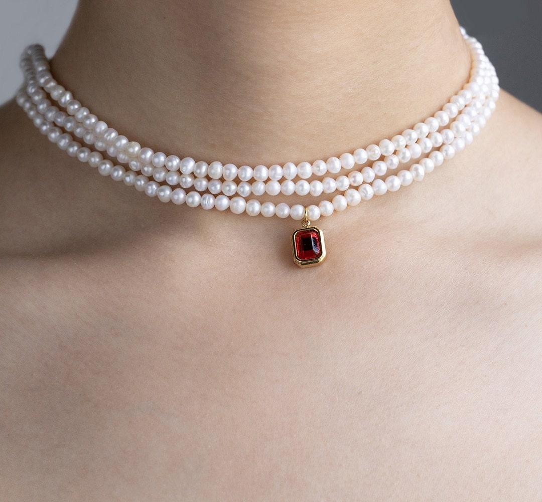 collana di perle donna Gerardo Sacco con centrale in Oro, Perle e Pietre Preziose 14246 oro 9 kt con rubini e zaffiri