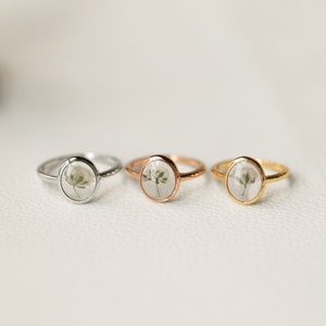 Baby’s Breath Pressed Flower Ring, Handmade Real Flower Ring, Bridesmaid Gifts, Wedding Gift, Birthday Gift, Lover Gift, Gift for Her
