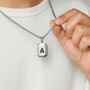 Collar con inicial personalizado para hombre, collar con letras de plata personalizado para hombre, regalo de aniversario, regalo del día del padre